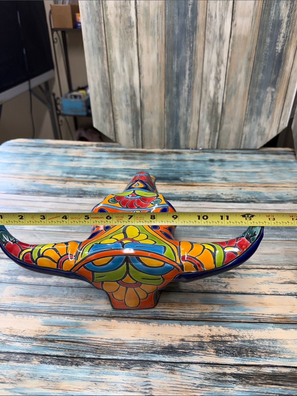 ⭐️Talavera pottery hand crafted cow head decoration. EUC. 12”x13”x4” - Picture 6 of 10